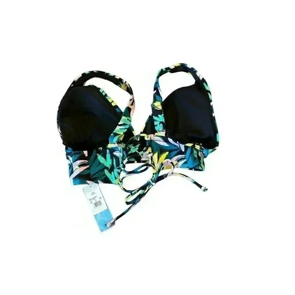 Beach Betty Women's NWT Slimming Control Plunge Lace-Up Bikini Top, Size Small - Picture 2 of 3